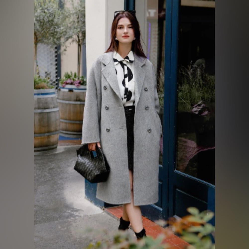 90% Wool 10% Alpaca Double Breasted Oversized Coat Petite Studio NYC